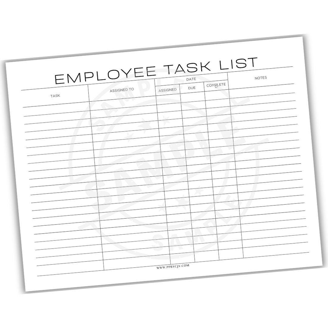 Employee Task List Printable | Work Job Assignment Tracker | Workplace ...