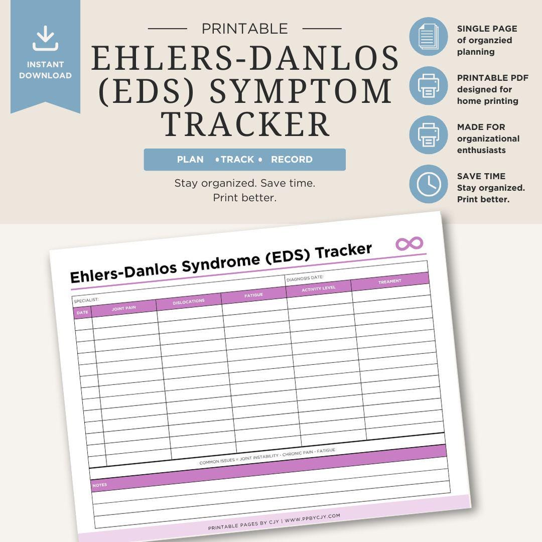 Ed's Checklist.pdf EDS Tracker | Ehlers-danlos Syndrome Symptom & Pain Log Printable ...