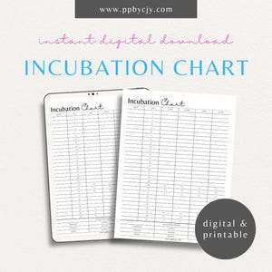 Incubation Chart Printable Template | Egg Hatching Tracker | Digital Download | Temperature & Humidity Log | Poultry Incubation Record
