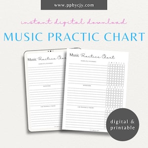 Music Weekly Practice Chart | Musical Instrument Lesson Tracker | Musician Weekly Practice Schedule | Music Student Practice Routine Log