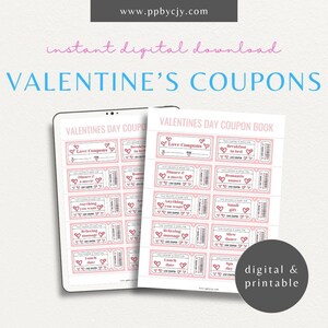 Libro de cupones de San Valentín personalizado / Plantilla de cupón romántico personalizado / Cupón de amor imprimible DIY / Idea de regalo para el día de San Valentín