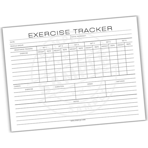 Exercise Tracker Printable PDF | Fitness Log Template | Workout Tracker for Sets, Reps, Duration & Progress | Gym Planner