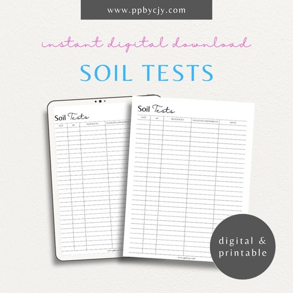 Soil Testing Log | Soil Tracking Sheet | Soil Deficiencies | Gardening Tracker | Vegetable Garden Page | Harvest Planner