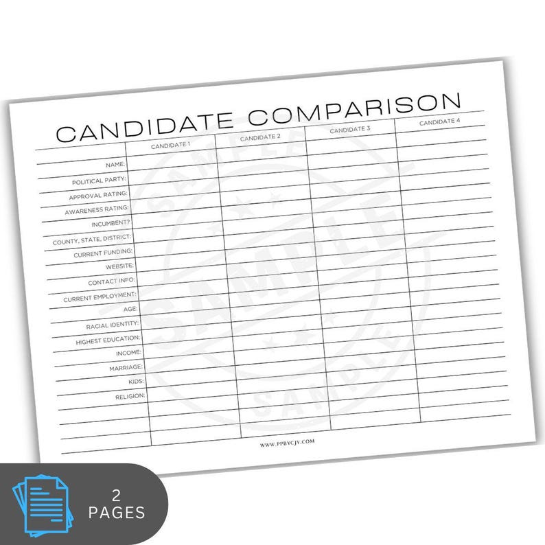 Vote Tracker Example Candidate Comparison Chart | Election Printable | Political Tracker ...