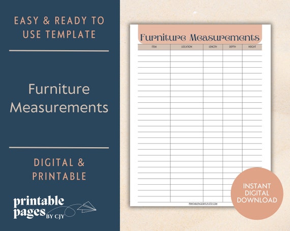 Furniture Measurements List New Home Checklist Moving Printable