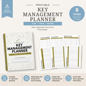 Key Management Planner | 8 Page Access Tracking Bundle | Office, School, AirBNB Key Sign-Out (Digital Download)