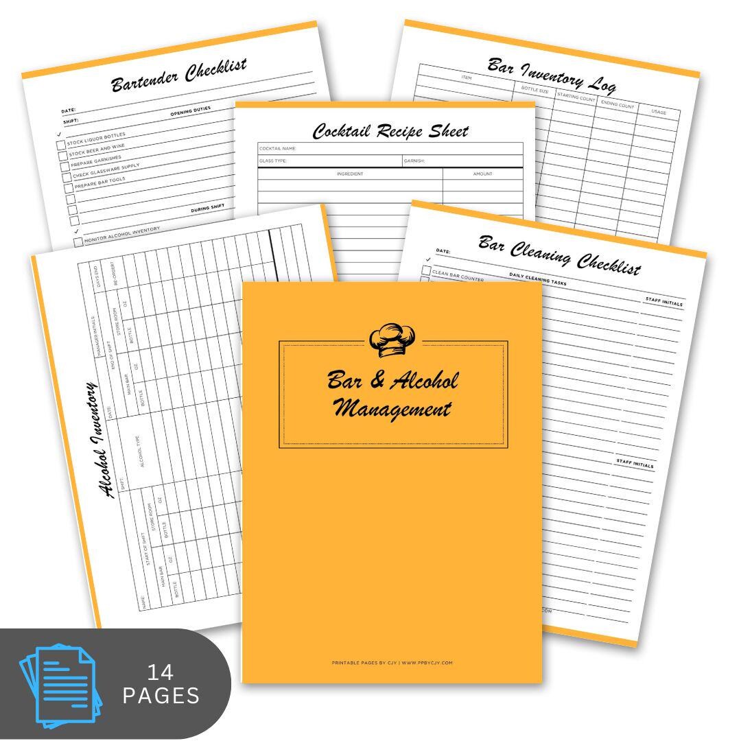 Bar & Alcohol Management Planner | 14 Page Inventory and Operations ...