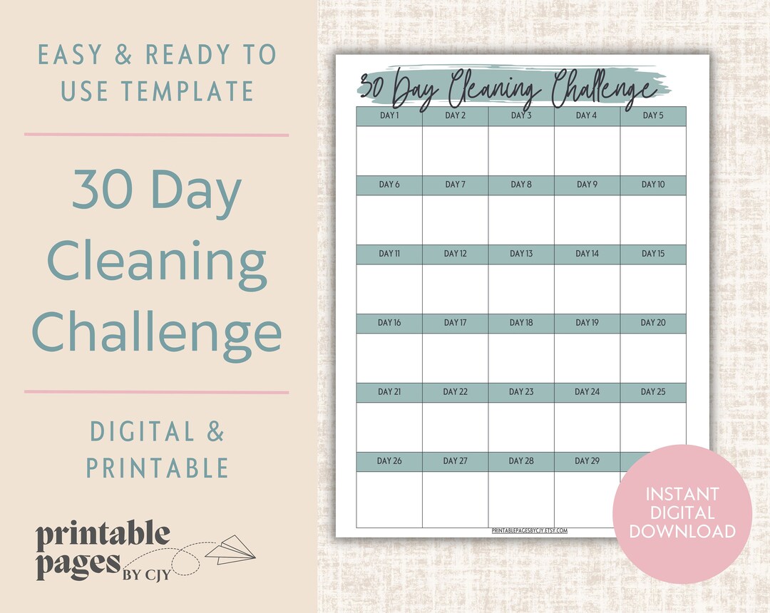 30 Day Habit Printable Tracker Template Declutter House Challenge ...