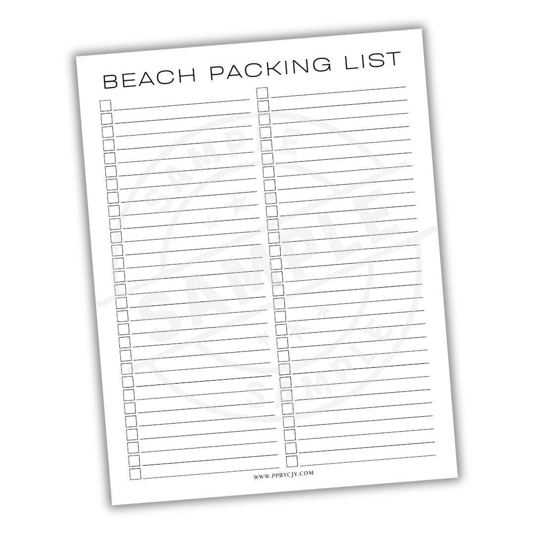 Beach Packing List Printable Template | Digital Download | Essential ...
