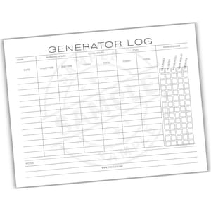 Generator Log Druckbare Vorlage | Wartung & Nutzungs-Tracker | Digitaler Download | Tank und Laufzeit Log | Notfall-Prep-Aufzeichnung