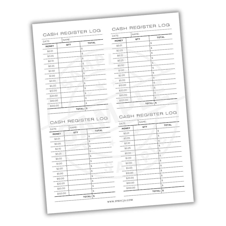 Drawer Cash Report.pdf Cash Drawer Count Sheet Printable PDF | 4 per Page Cash Handling Log ...