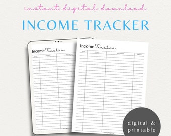 Income Savings Tracker Financial Planner Printable Template | Minimalist Personal Finance Bill Tracker | Monthly Budget Tracker Template
