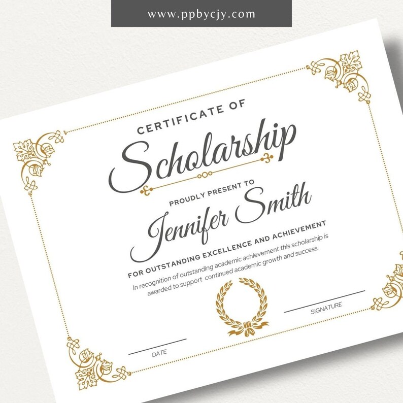 Customizable Scholarship Certificate | Personalized Academic Award Template | Custom Editable ...