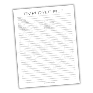 Employee File Information Sheet | HR Personnel Record Organizer (PDF Download)
