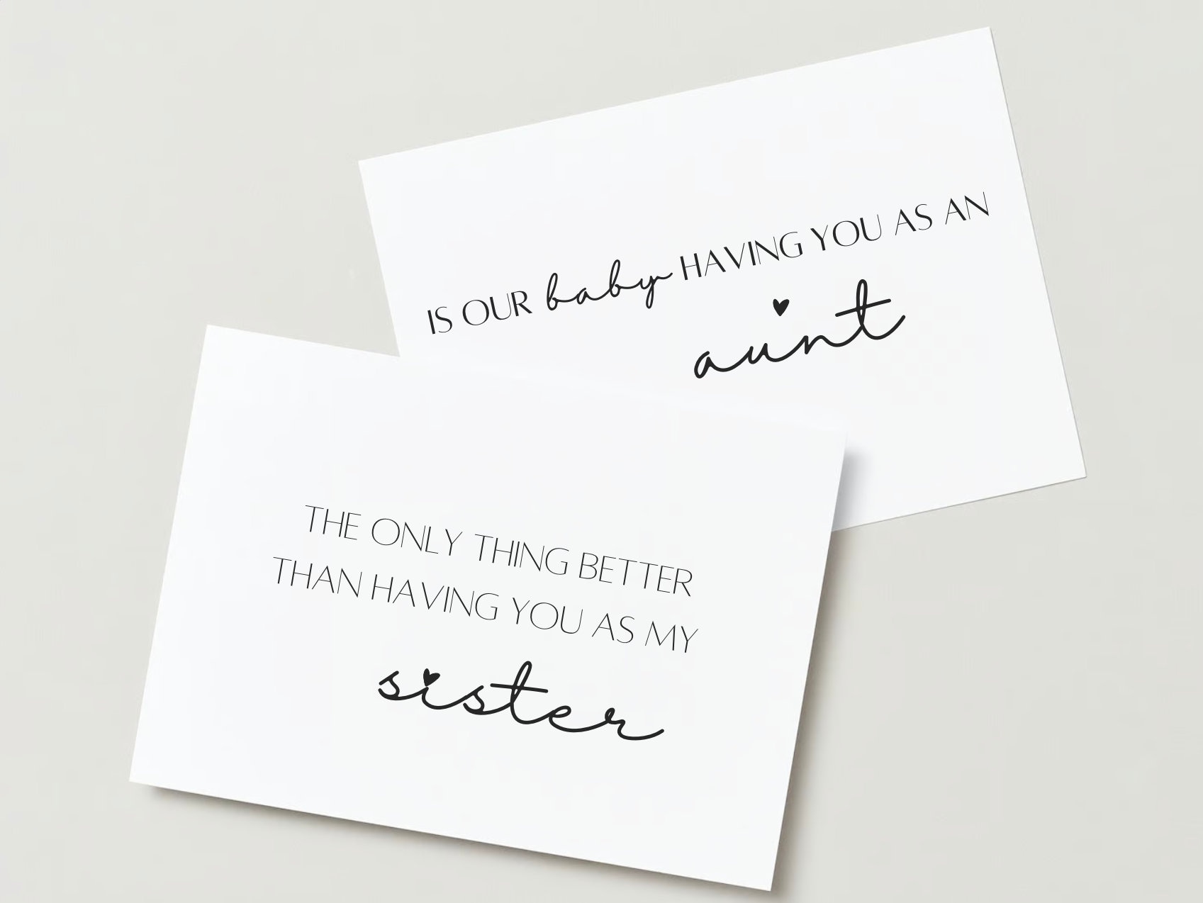 PRINTED The only thing better than having you as my sister - is our baby having you for an Aunt - Pregnancy Announcement 5x7 Greeting Card