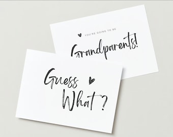 DIGITAL FILE: Guess What? Tell Family You&#39;re Pregnant! Going to be Grandparents Pregnancy Announcement Card
