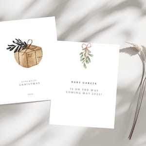 Digitale Datei: Ein winziges Geschenk für Weihnachten, Weihnachten Schwangerschaftsankündigung, Erwarten neues Baby enthüllen, Wir sind schwanger, Familien Grußkarte