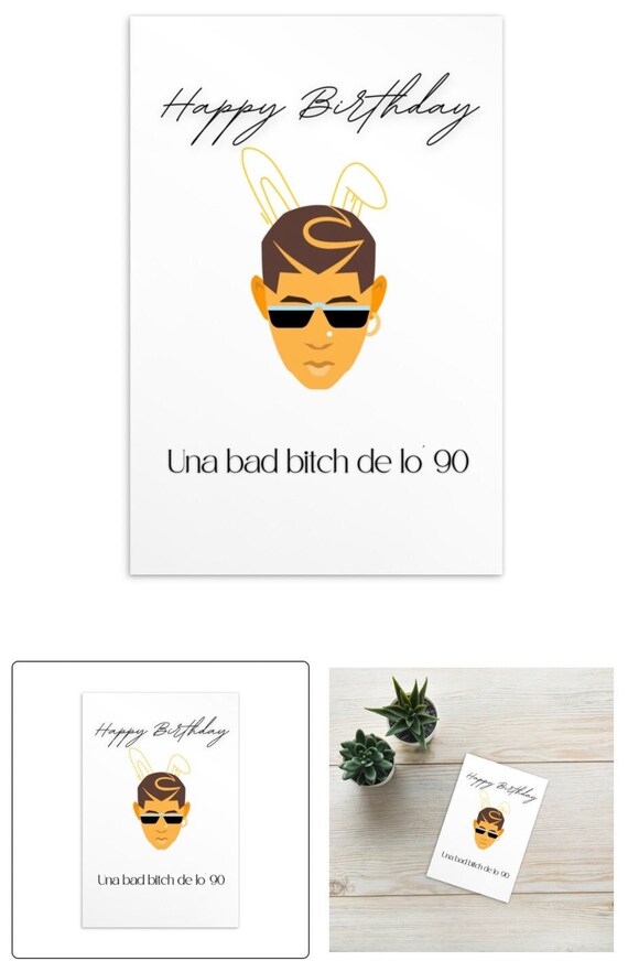 Bad Bunny Happy Birthday Card Etsy