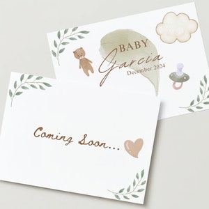 Bearbeitbar - Bearbeiten Sie selbst - Baby kommt bald auf dem Weg Sagen Sie Familie und Freunden, dass Sie schwanger sind! Schwangerschaftsankündigungskarte Digitaler Download