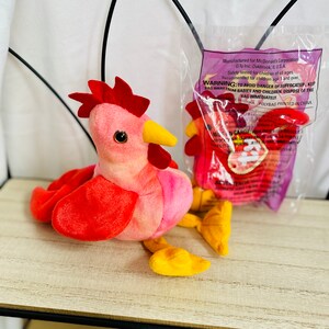Vintage Strut the Rooster and Teenie Beanie Combo - Retired Beanie Babies