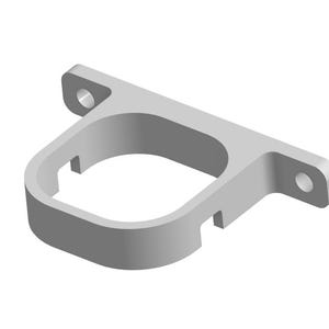 May include: A light gray, 3D-rendered bracket with a rounded rectangular opening. The bracket has two circular holes on the ends and a rectangular top. The object is a solid, geometric shape.