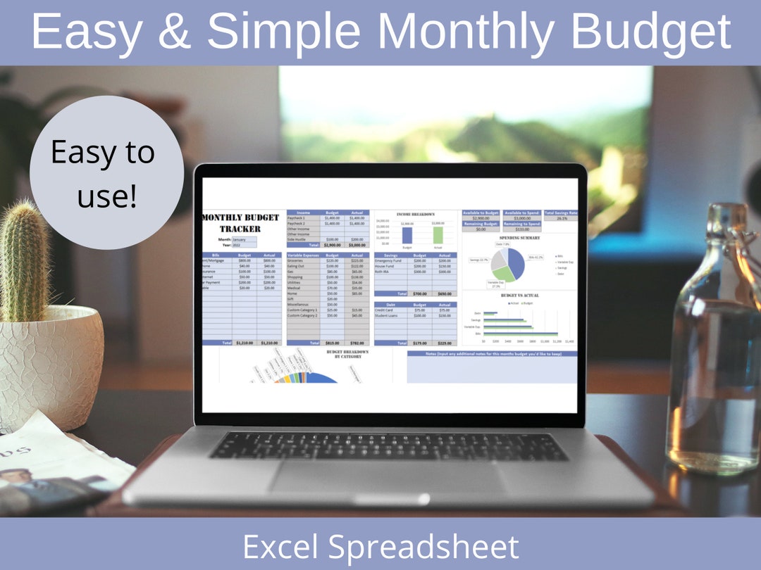 Simple Monthly Budget Spreadsheet Excel Spreadsheet Template Personal ...