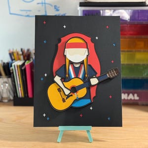 Willie Nelson Layered Paper Art – Handmade Country Music Portrait – Vintage Western Decor
