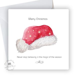 Christmas Card, Santa&#39;s Hat, 5x5 Card Blank Inside