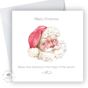 Christmas Card, Santa, Christmas Magic, 5x5 Card Blank Inside