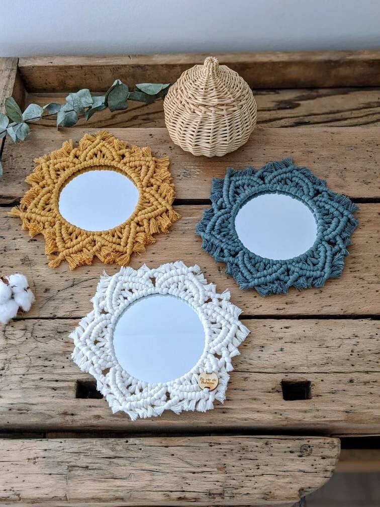 Trio de Petits Miroirs en Macrame Personnalisable