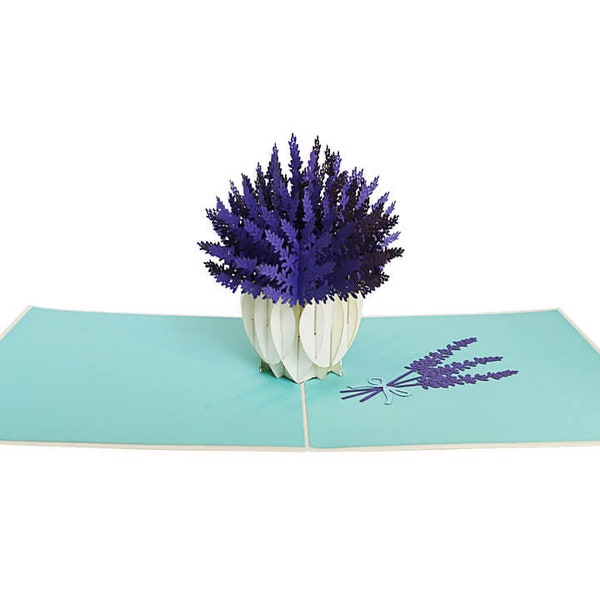 carte pop up fleur - Lavande - papier japonais 3D cadeau personnalisé de vœux anniversaire félicitation Valentin fête de mère remerciement