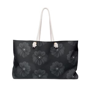 Floral Black Weekender Tasche - Stilvolle Reisetasche für jeden Anlass, perfekt für Strand, Fitnessstudio, Übernachtung oder Wochenendausflug, Geschenkidee