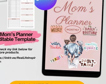 Mom’s Planner | Weekly, Monthly Planner Travel & Notes | Printable PDF Organizer