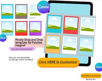 Editable Magnet Template Canva | Square Flexible Magnet Design | Printable Fridge Reminder | Digital Download