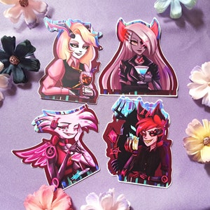 Pegatinas de vinilo de Hazbin Hotel de GlitchHell (juego de 1)