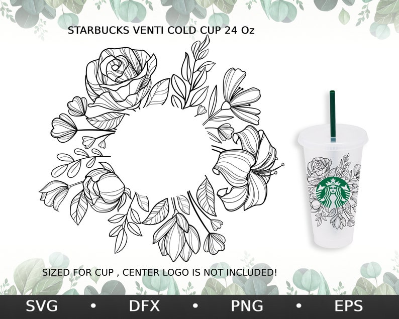 1629+ Floral Starbucks Svg - SVG,PNG,EPS & DXF File Include