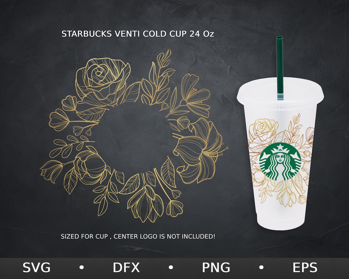 Download Starbucks Wrap Floral SVG . Flower Cold Cup . Venti Cup 24 ...