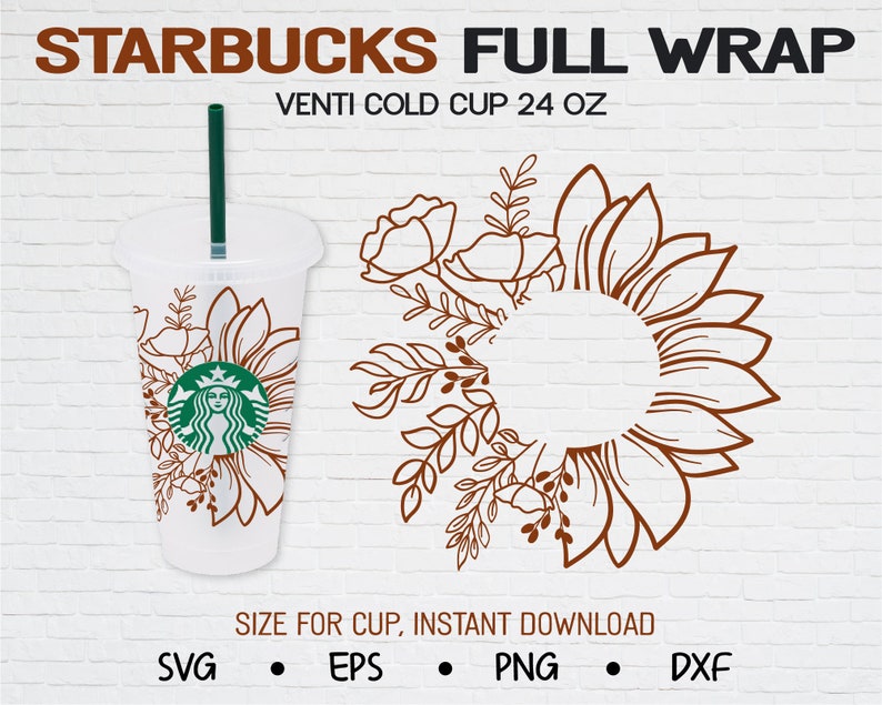 Download Sunflower & Flower Starbucks Wrap SVG . Flower Cold Cup ...