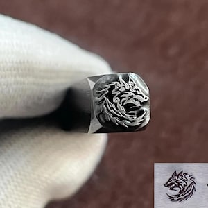 Wolf Metal Stamp,Steel Punches Jewelry Metal, Leather Stamping Tools Bracelet DIY Craft Tool, Jewelry Making For Gift
