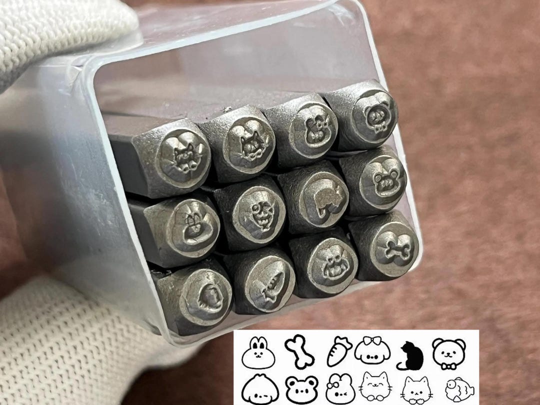 12 Pcs 3mm Lovely Cartoon Dog Rabbit Fish Bear Cat Punches Set Jewelry ...