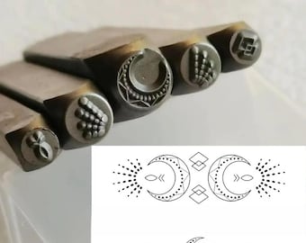 5 pcs lovely cartoon sunlight sun moon diamond Punches Set Jewelry Metal, Leather Stamping Tools Bracelet DIY Craft Tool, Jewelry Making