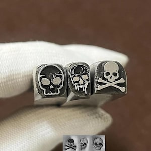 Punzones de acero con forma de calavera para joyería, herramientas de estampado en metal y cuero, pulseras, manualidades, creación de joyas, regalo