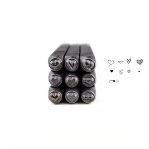 9 pcs 3mm lovely cartoon love heart shape Punches Set Jewelry Metal, Leather Stamping Tools Bracelet DIY Craft Tool, Jewelry Making
