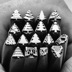 Christmas tree Flower Steel Punches Jewelry Metal, Leather Stamping Tools Bracelet DIY Craft Tool, Jewelry Making For Gift