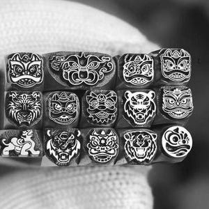 Tiger/Lion/Kirin Beast Oriental Steel Punch Jewelry Metal, Leather Stamping Tool Bracelet DIY Craft Tool, Gift Jewelry Making