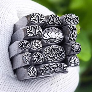 Lotus Flowers Steel Punches Jewelry Metal, Leather Stamping Tools Bracelet DIY Craft Tool, Jewelry Making For Gift