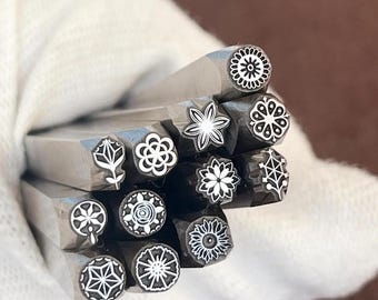 Birth Month Flowers Rose Lily Tulip Punches Jewelry Metal, Leather Stamping Tools Bracelet DIY Craft Tool, Art Metal Design Stamp