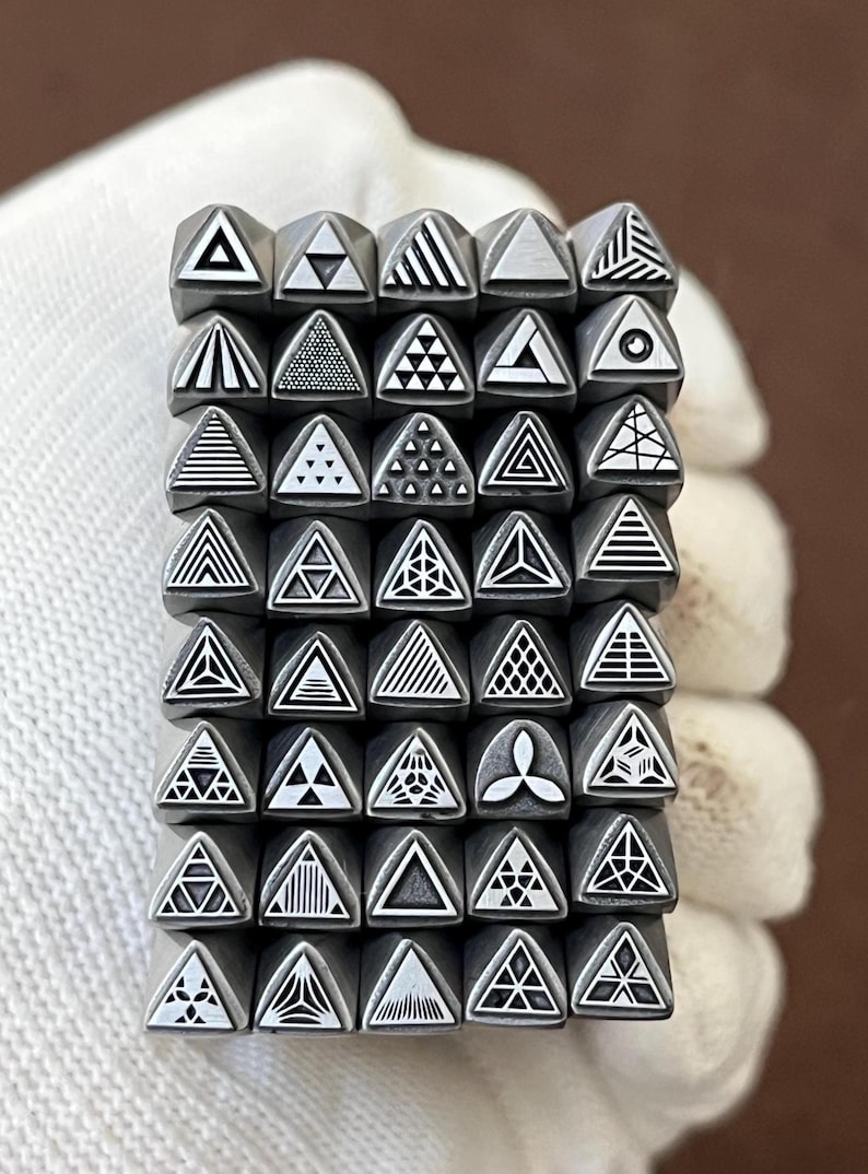 Stamp Pad Triangular Triangular Geometric Steel Stamp , Steel Punches Jewelry Metal, Leather ...