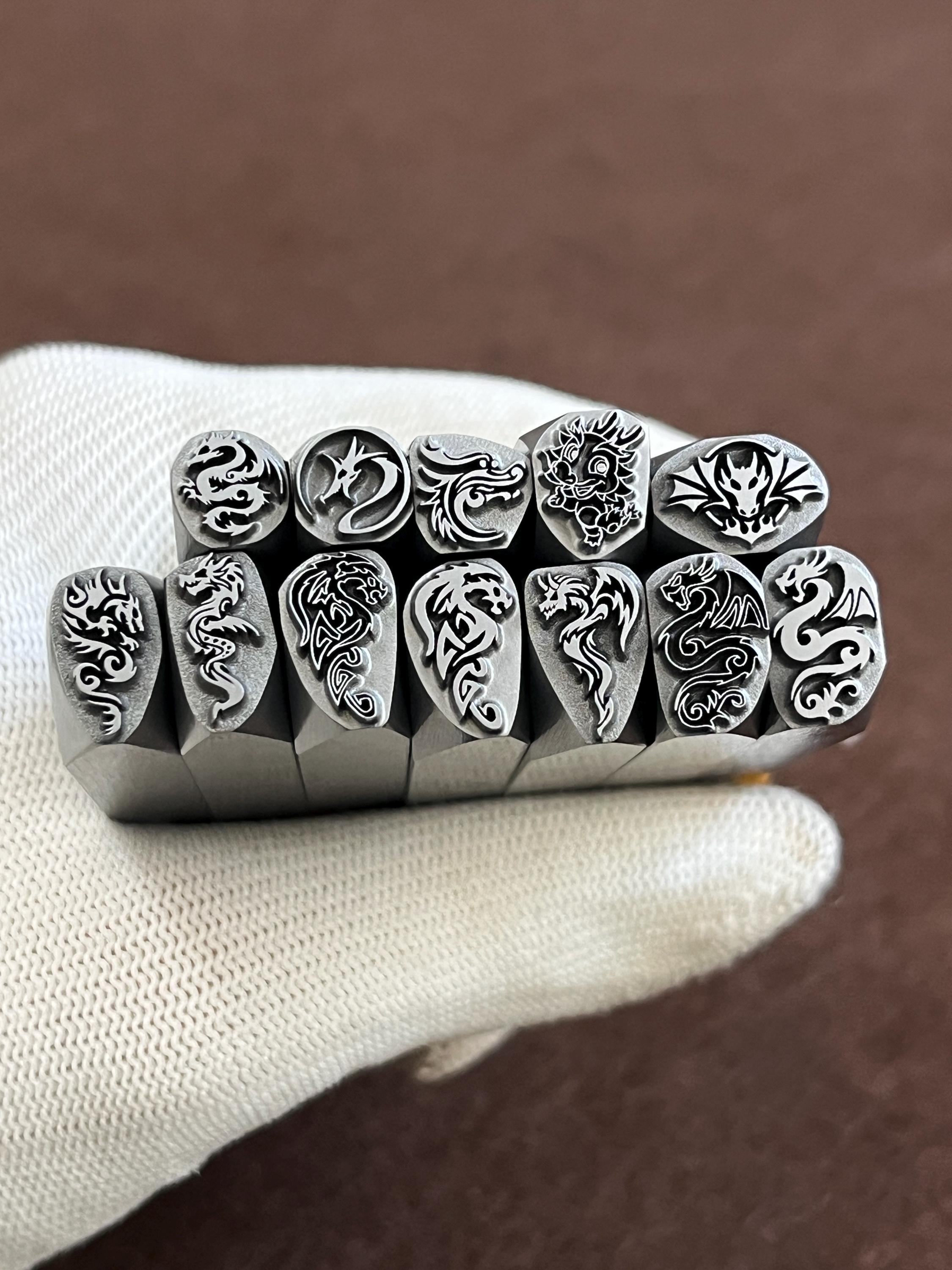Dragon Monster Totem flower Oriental Steel Punches Jewelry Metal, Leather Stamping Tools Bracelet DIY Craft Tool, Jewelry Making For Gift