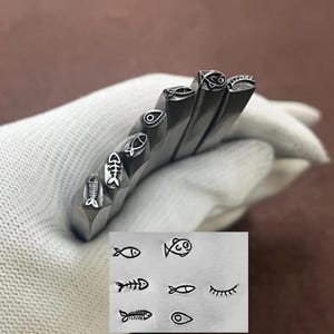 Fish Metal Stamp,Steel Punches Jewelry Metal, Leather Stamping Tools Bracelet DIY Craft Tool, Jewelry Making For Gift